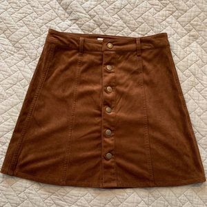 Button-up Suede Mini Skirt